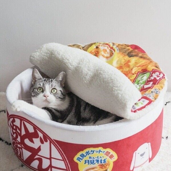 Cute Instant Noodle Pet Cat Bed Kennel House Warm For Dog and Cat