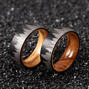 Wolfram Holz Ring Schwarzwald, Wolfram Holz Ring für Männer, Frauen oder Männer
