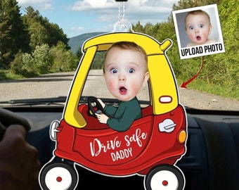 Anpassad akrylbilprydnad, personlig babyfotohänge, minnessak, säker kördekoration