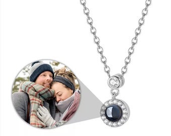 Custom Photo Projection Necklace, Memorial Keepsake Pendant