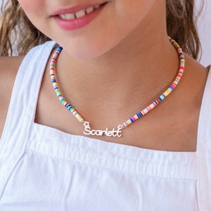Collar con nombre para niñas • Collar con nombre para niña • Joyas con nombre para niños • Joyas para niños personalizadas • Collar con placa con nombre para niños como regalo