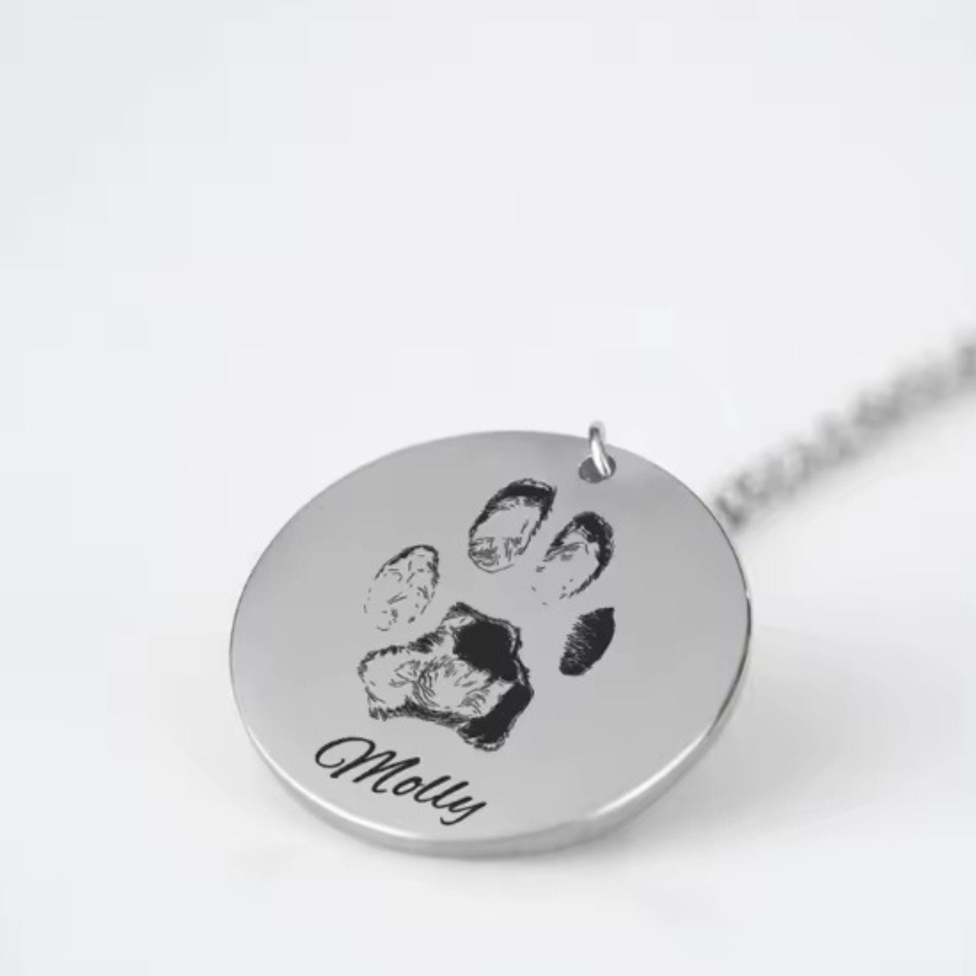 Personalized Paw Print Necklace, Engraved Pet Memorial Jewelry - Etsy