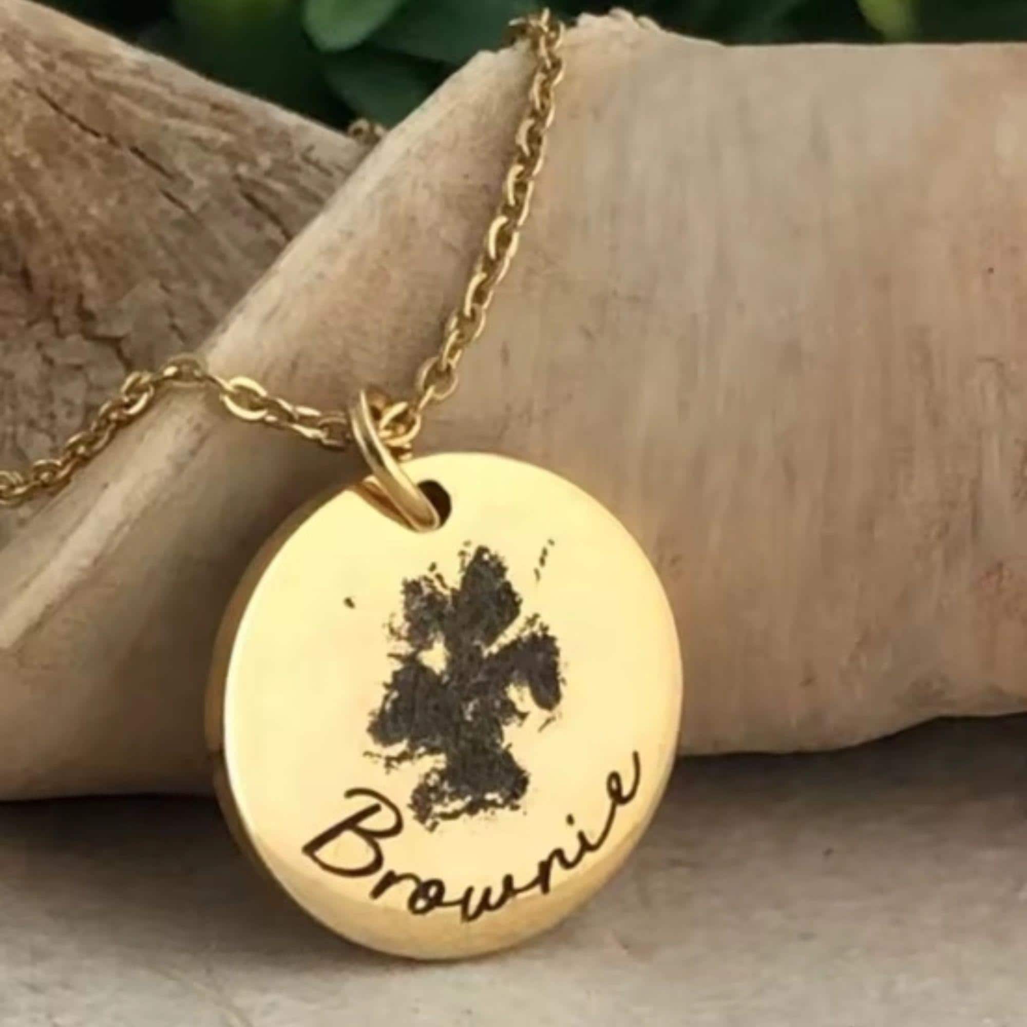 Personalized Paw Print Necklace, Engraved Pet Memorial Jewelry - Etsy