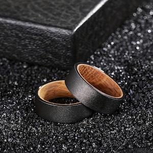 Whiskey Barrel Rings, Unique Men Wedding Band, Mens Wooden Promise Ring, Tungsten Wedding Bands for Men, Mens Engagement Ring For Him