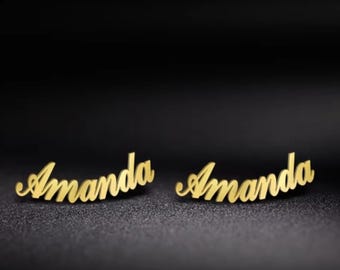 Personalized Dainty Name Stud Earrings: Custom Minimalist Jewelry