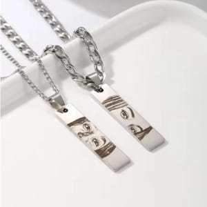 Collar de ojo humano personalizado, collar de barra con impresión de ojo personalizado, joyería con foto de ojo grabada, regalo único para ella y él, regalo de joyería de aniversario
