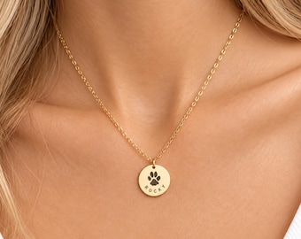 Paw Print Necklace, Custom Pet Memorial Jewelry, Dog Mom Gift, Pet Loss Sympathy Keepsake