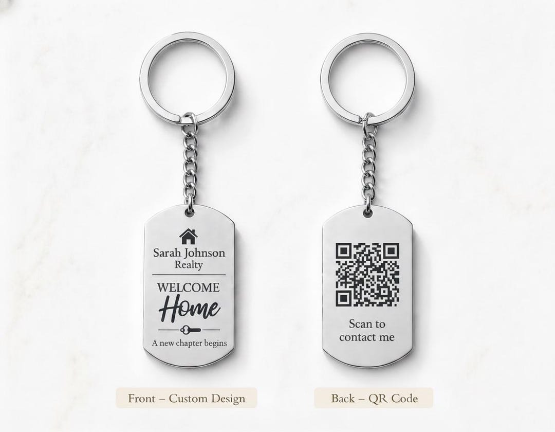 Tags For Keychains Bulk Custom QR Code Keychains With Logo, Engraved Business Contact Tags ...