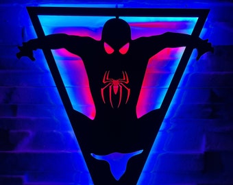 Striking Spider-Man LED Wall Light, Superhero Nightlight, Red Wall Decor, Kids Room Lighting