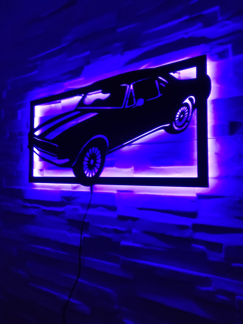 Muscle Cars Led Classic Muscle Car LED Wall Light, Vintage Automobile Art, Man Cave ...