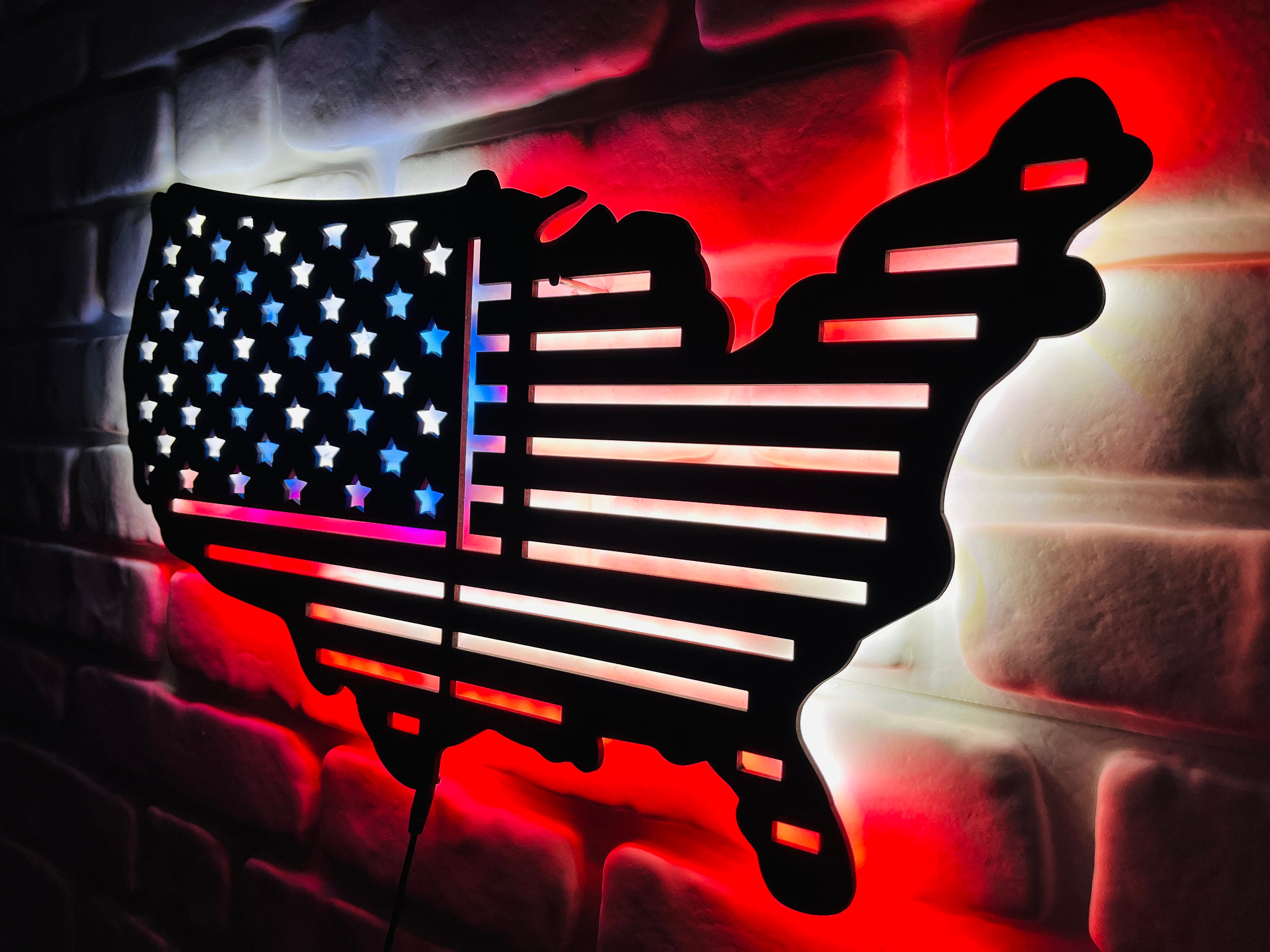 Lee KANSAS USA ライトアップ サイン 看板 United States of Amerika Led Sign, United States of Amerika Wall