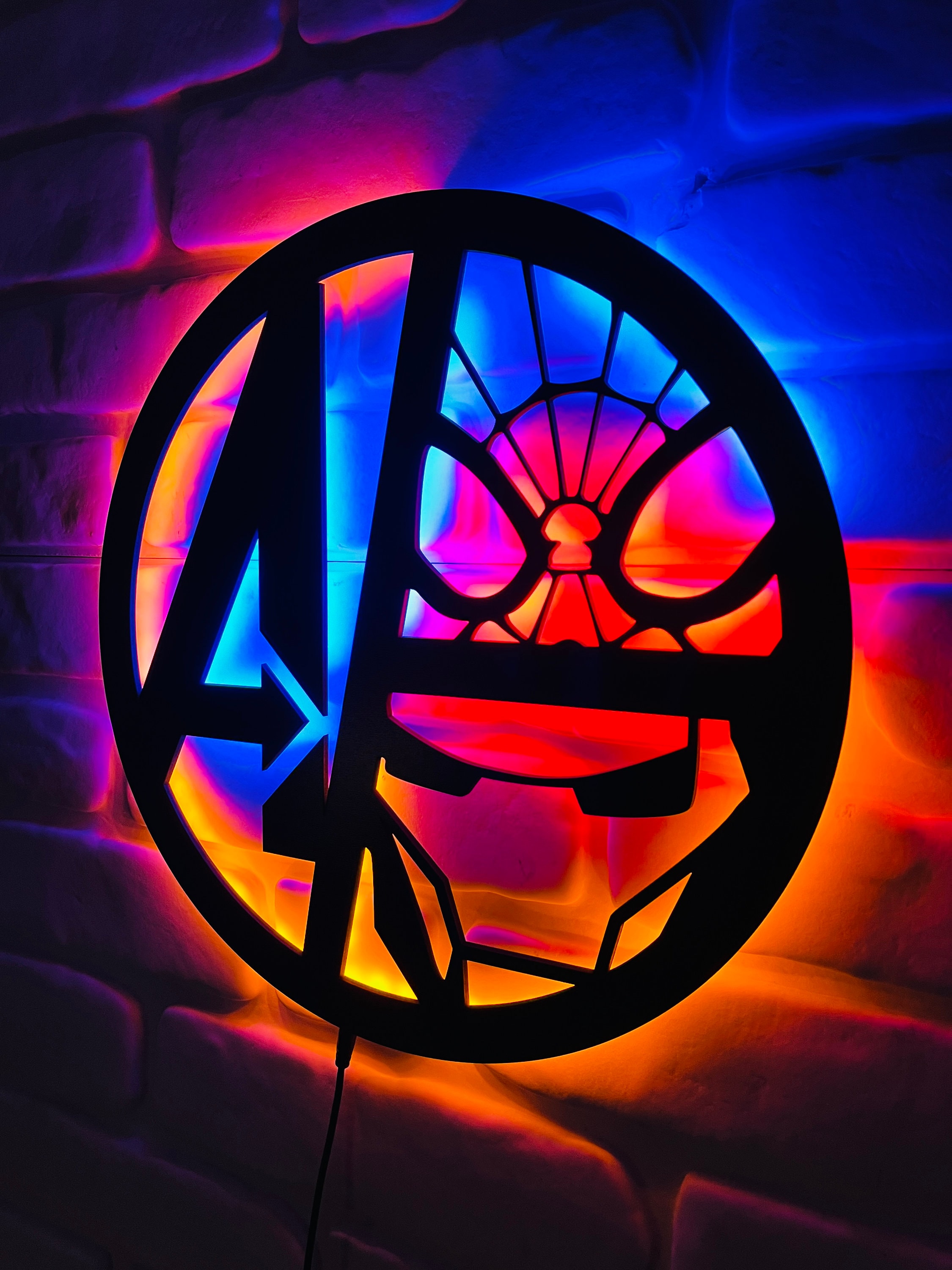 Avengers Logo LED Wall Light, Superhero Mood Lighting, Marvel Fan Room ...