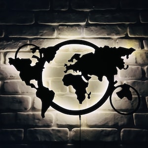 Wereldkaart Led Sign, World Neon Sign, Gepersonaliseerd cadeau, kinderkamer, wanddecoratie met led-verlichting