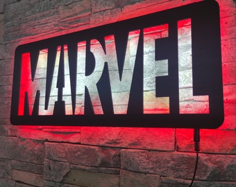 Marvel Heroic LED Neon Sign, Superhero Emblem Wall Light, Comic