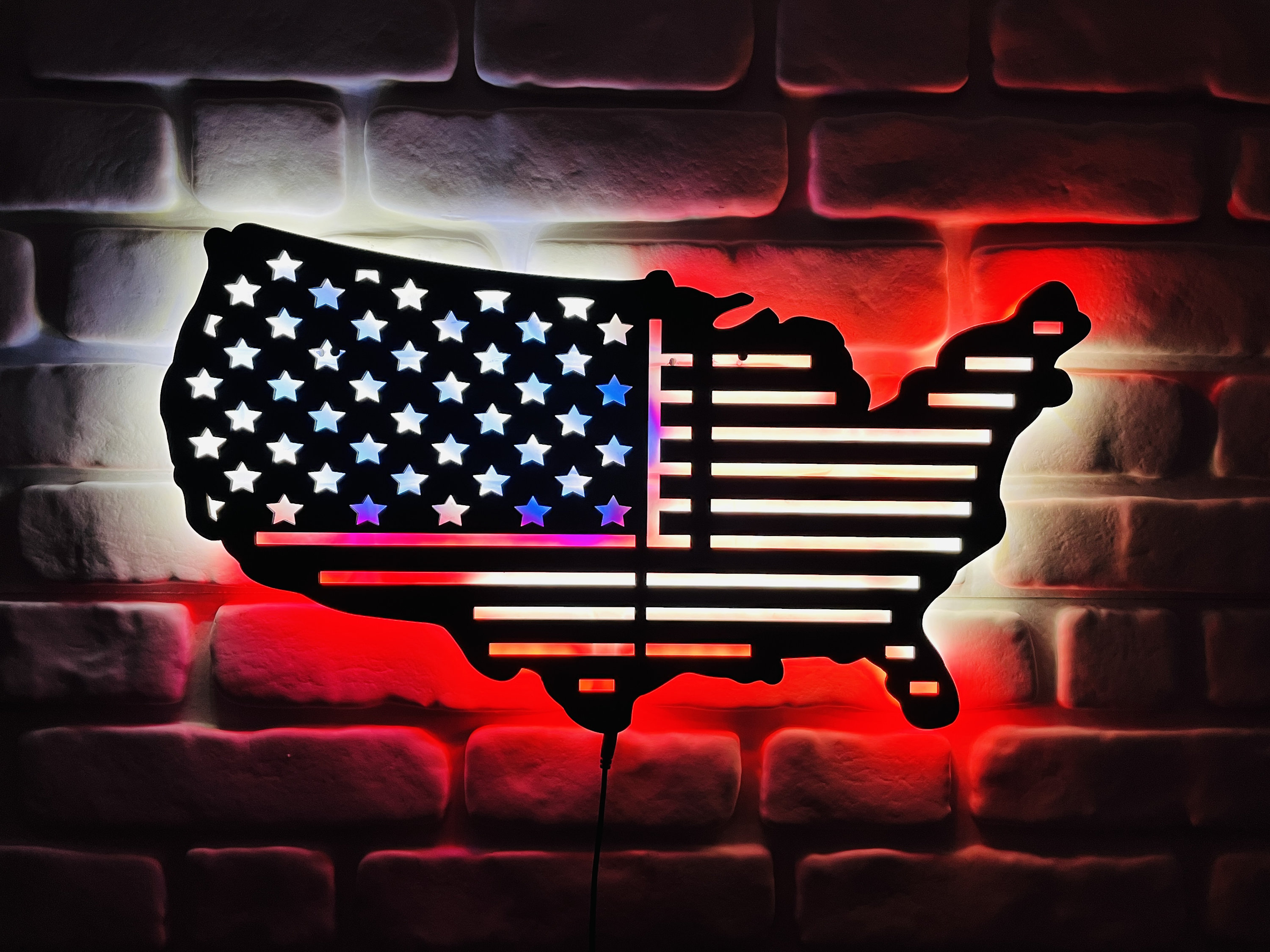 Lee KANSAS USA ライトアップ サイン 看板 United States of Amerika Led Sign, United States of Amerika Wall