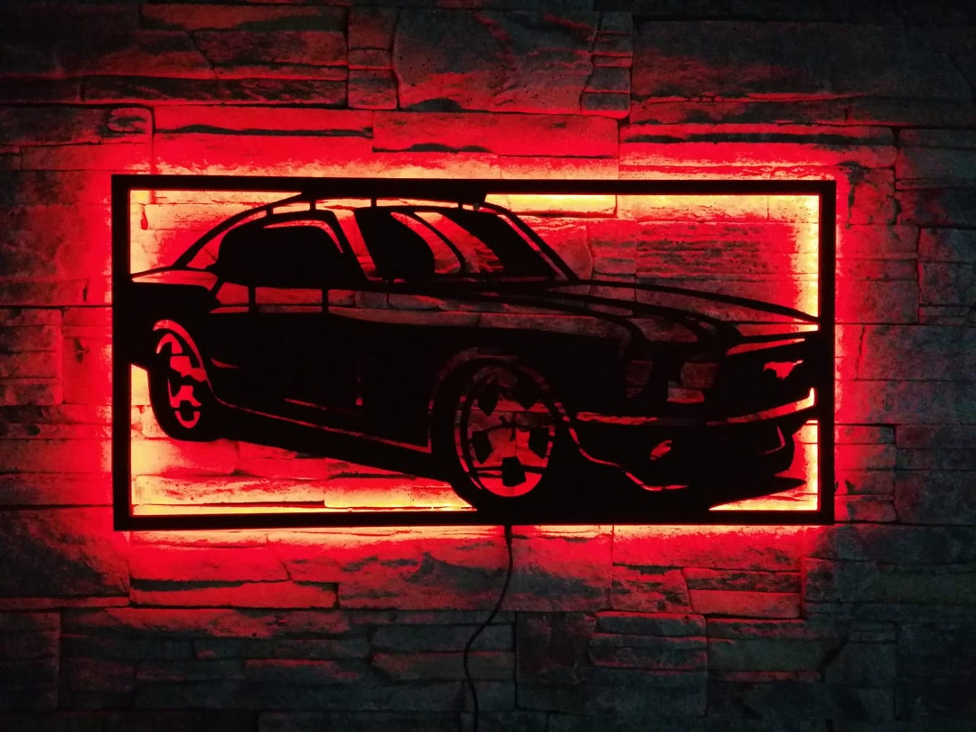 Muscle Cars Led Classic Muscle Car LED Wall Art, Red Glow Auto Decor, Vintage Vehicle ...