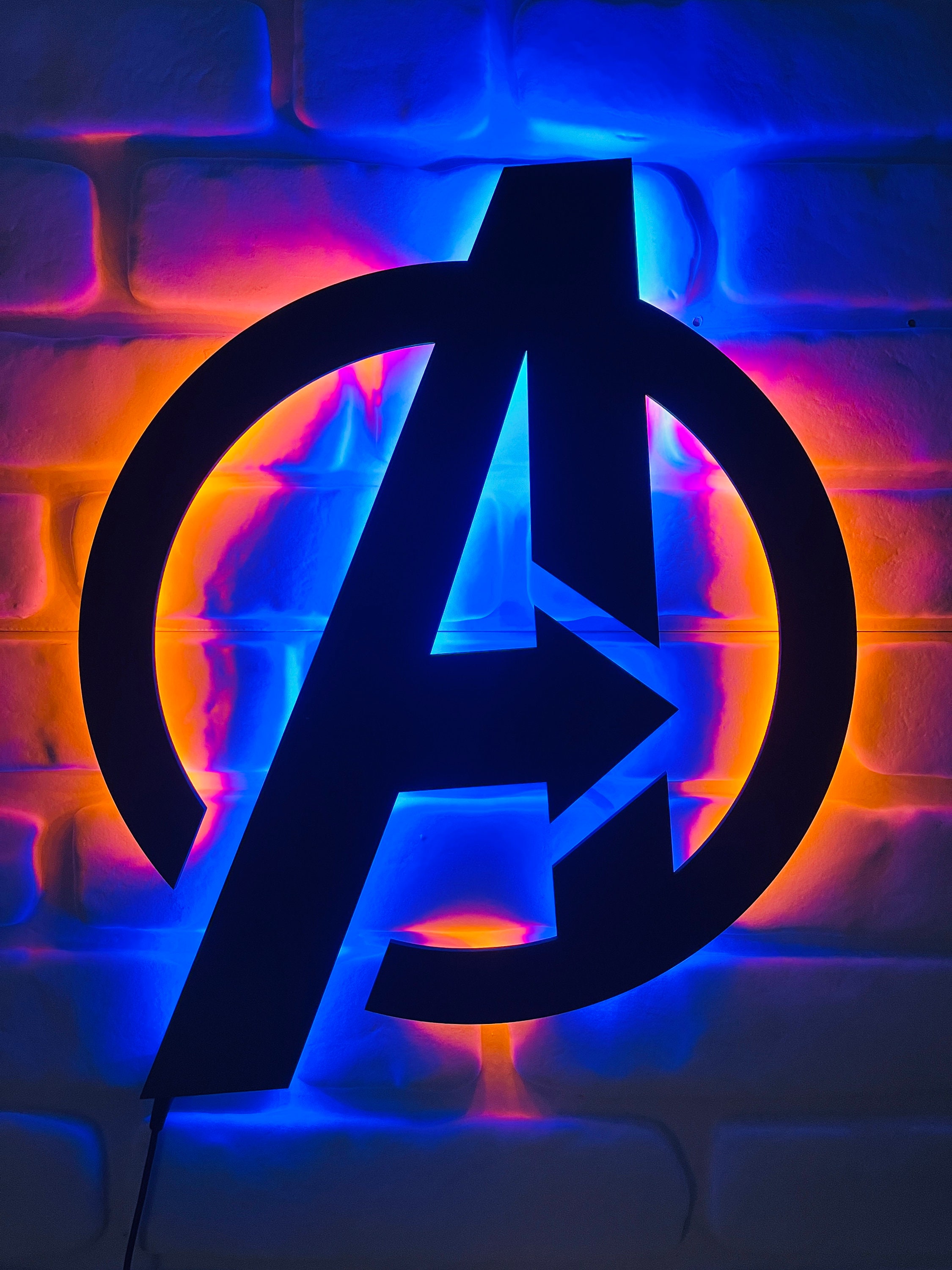 Avengers Logo LED Wall Light Superhero Emblem Night Lamp Marvel