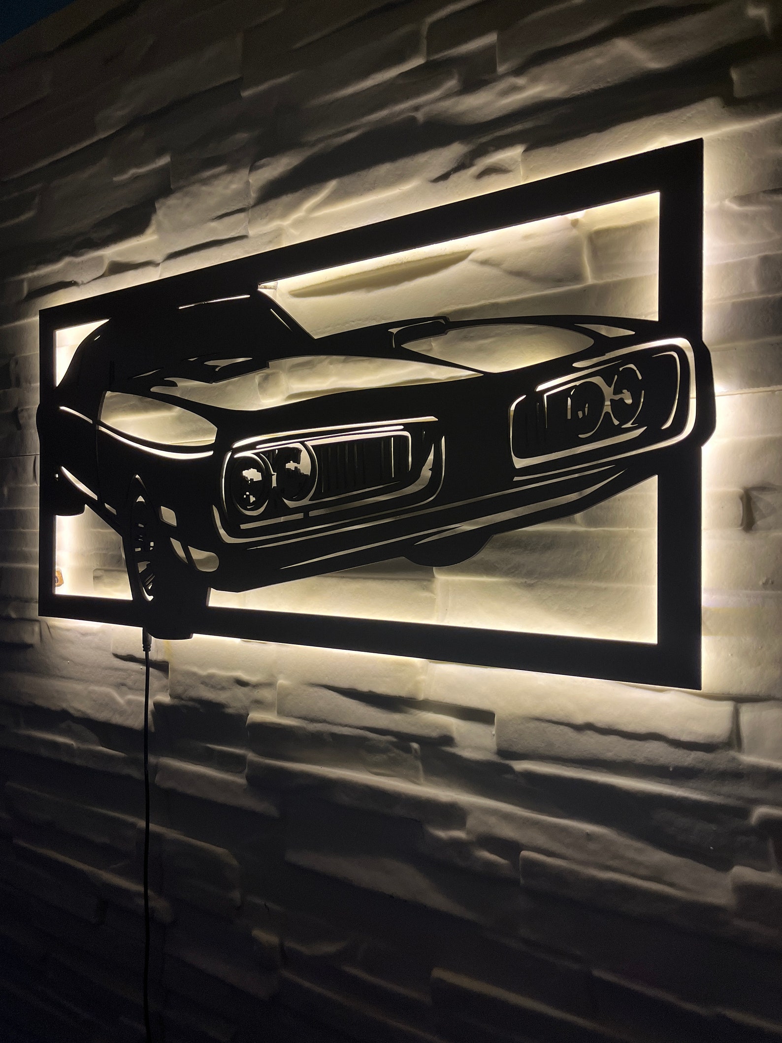 Muscle Cars Led Classic Muscle Car LED Wall Light, Vintage Automobile Art, Man Cave ...