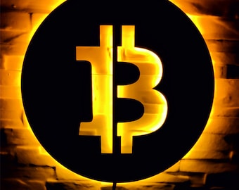 Cryptocurrency Logo LED Wall Lights, Digital Currency Icon Lamps, Blockchain Tech Decor, Crypto Trader Gift, Financial Market Art