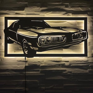 Classic Muscle Car LED Wall Light, Vintage Automobile Art, Man Cave Decor, Retro Car Enthusiast Gift, Stylish Garage Lighting