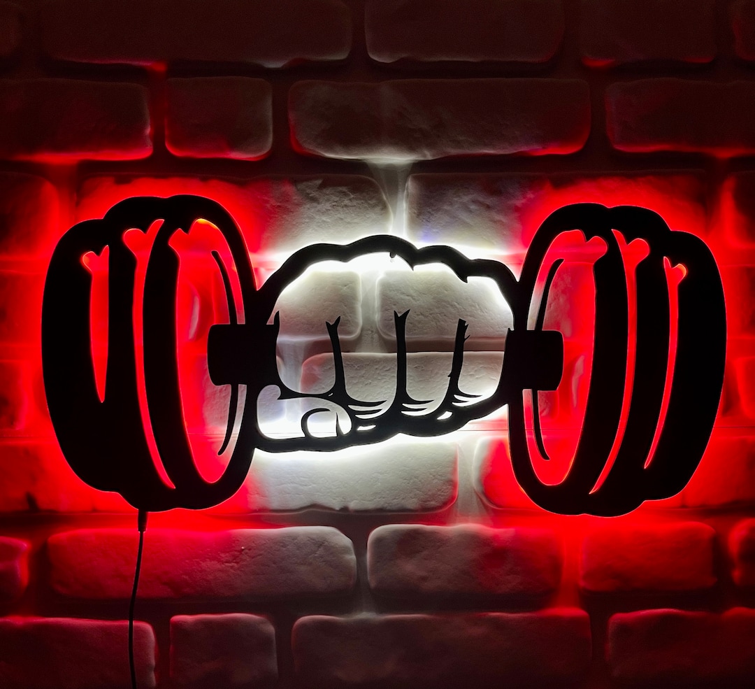 Values Exercise Lamp Dynamic Fitness Dumbbell LED Neon Sign, Gym Motivational Light Decor ...