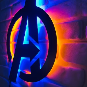 Avengers Logo LED Wall Light, Superhero Emblem Night Lamp, Marvel ...