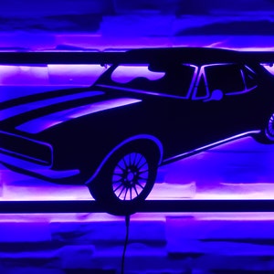 Classic Muscle Car LED Wall Light, Vintage Automobile Art, Man Cave Decor, Retro Car Enthusiast Gift, Stylish Garage Lighting