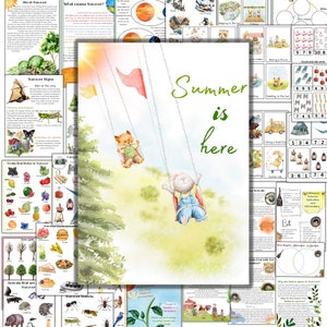 Summer unit study, Summer printable activities, Dandelion unit study, skunk unit study, Poppy flower unit study, Watermelon unit study
