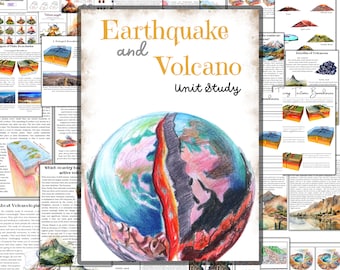 Étude d'unité sismique, Étude d'unité de volcan, Étude d'unité de plaques tectoniques, Anatomie du volcan, Anatomie sismique, Anatomie de la Terre et Puzzle de la Terre