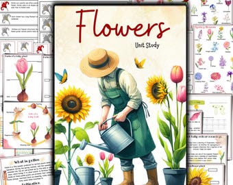 Flowers unit study,Parts of flower, sunflower life cycle, spring unit study,  Parts of tulip, life of tulip bulb, nature study, flower parts