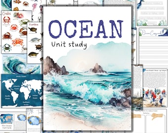 Ocean Unit study, Ocean layers, Ocean animals study, Ocean families printable, anatomy, Ocean flashcards, Ocean puzzle printable