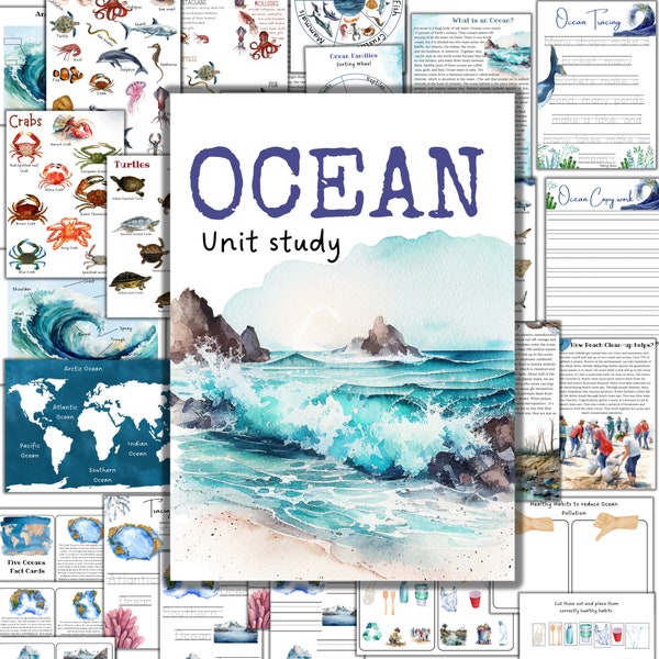 Studio sull'unità oceanica, strati oceanici, studio sugli animali oceanici, famiglie oceaniche stampabili, anatomia, flashcard oceaniche, puzzle oceanico stampabile