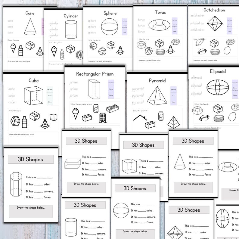 3D Shapes Worksheets, 3D Shapes Binder, 3D Shapes Printable Activities ...