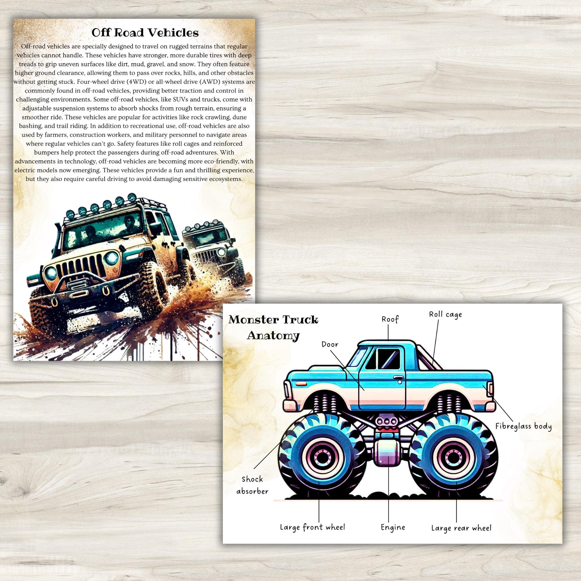 Monster Truck Anatomy, Monster Truck Printable, Monster Truck Worksheet ...