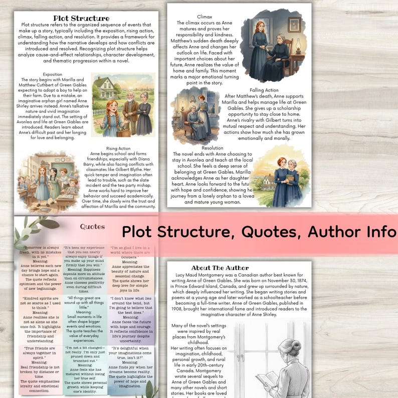 Anne of Green Gables Novel Study, Literature Unit, Reading ...