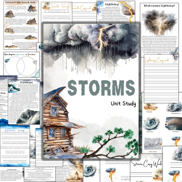 Storm unit study, storm activities, Tornado unit, Thunderstorm activities, Storm safety tips, weather study homeschooling, Nature study