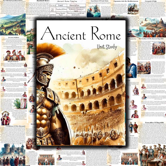 Ancient Rome Unit study, Roman Kingdom, Roman Empire, Roman Mythology, History Unit, Ancient civilizations, Ancient Rome printables