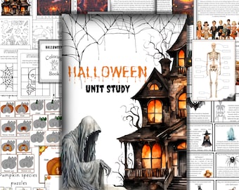 HALLOWEEN UNIT STUDY,  Spider unit study, Raven unit study, Pumpkin unit study, Bat unit study, Halloween activities, Halloween printable