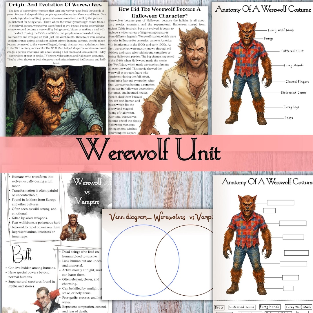 WEREWOLF MINI UNIT, Halloween Unit Study, Halloween Printable ...