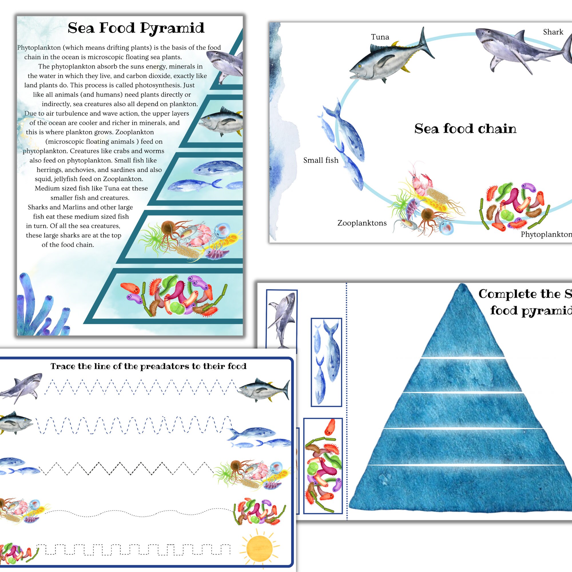 Fish Unit Study Fish Printable Puzzle Fish Activities Shark Etsy
