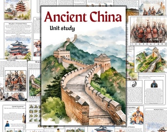 Ancient China unit study, Asia unit Study, History Homeschool, Montessori history, China printable activities, China worksheets