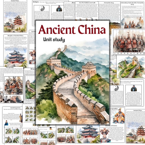 Ancient China unit study, Asia unit Study, History Homeschool, Montessori history, China printable activities, China worksheets
