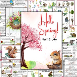 Spring unit study, Nature study, daffodil unit study, squirrel unit study, spring activities printable, Spring gardening activities