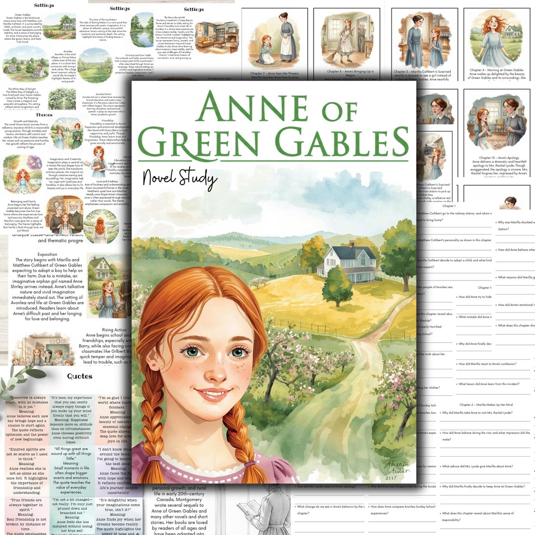 Anne of Green Gables Novel Study, Literature Unit, Reading ...