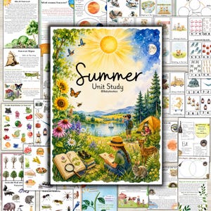 Summer unit study, Summer printable activities, Dandelion unit study, skunk unit study, Poppy flower unit study, Watermelon unit study