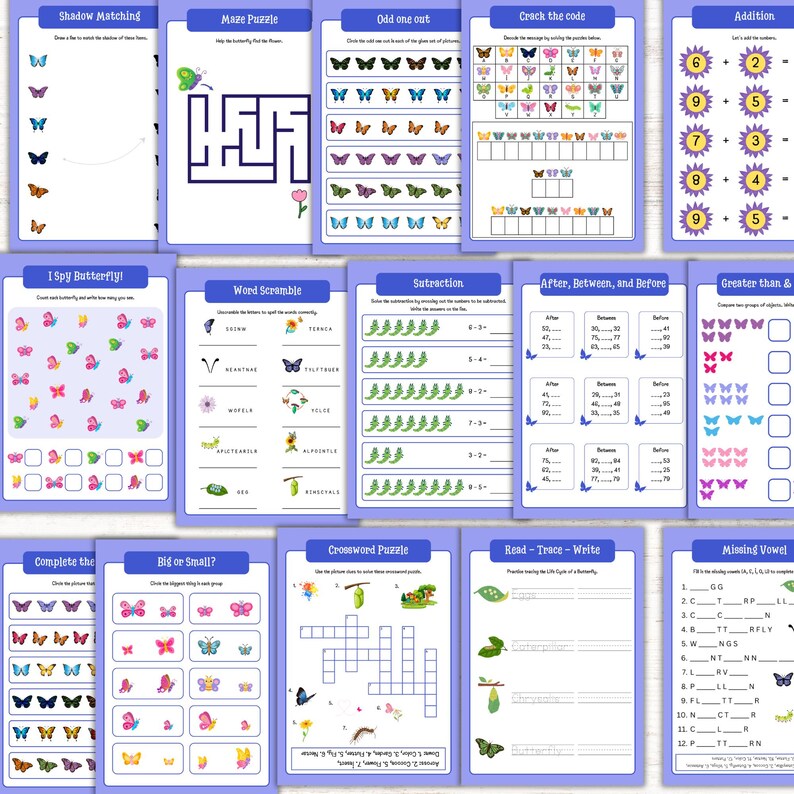 Schmetterlings-Einheitsstudie, Motten-Einheit, Mini-Tier-Einheit, Schmetterlings-Montessori-Puzzle, Luna-Motte, Schmetterlingsaktivitäten, Sommeraktivitäten, Bild 10
