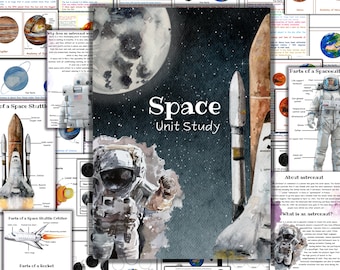 Studie van ruimte-eenheden, afdrukbaar zonnestelsel, studie van planeteneenheden, activiteiten van astronauten, druk boek van het zonnestelsel, anatomie van de aarde, maanfasen