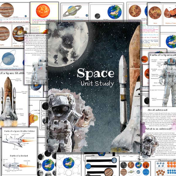 Étude de l'unité spatiale, Système solaire imprimable, Étude de l'unité des planètes, Activités des astronautes, Livre occupé du système solaire, Anatomie de la Terre, Phases de la lune