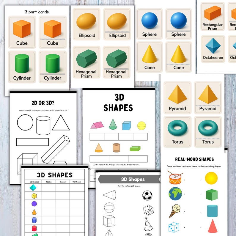 3D Shapes Worksheets, 3D Shapes Binder, 3D Shapes Printable Activities ...