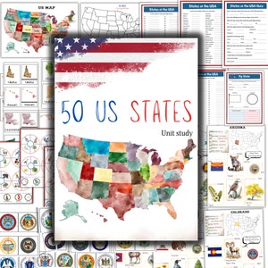 50 US Staaten Einheitsstudie, US Staaten Symbol, US Karte druckbar, Staaten Färbung, Staaten druckbare Aktivitäten, Staaten Abkürzung